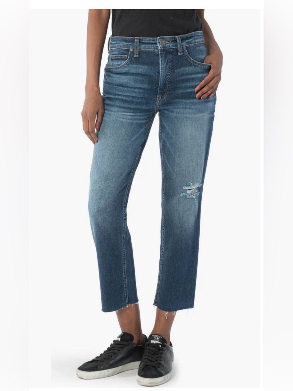 Kut from the Kloth Rachael Fab Ab Distressed High Waist Mom Jeans size 00 - Picture 1 of 8
